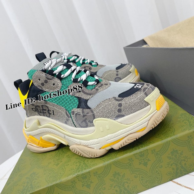 gucci×Balenciaga聯名款運動鞋 古馳經典運動老爹鞋 情侶鞋 dx1175